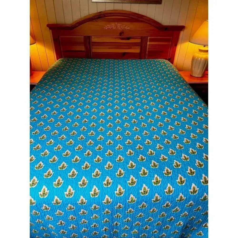 Virah Bella Suri Printed Reversible Quilt Suri Blue King Size Quilt